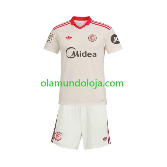 Camisola Sevilla FC Retro Criança Equipamento Primeiro 2025-2026 Manga Curta